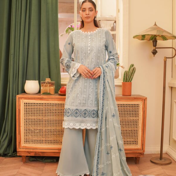 Manizay Ghulfam Premium Embroidered Bana Dora Lawn With Embroidered Crinkle Dupatta M-06