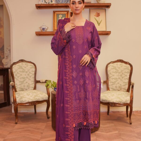 Manizay Nigaar Premium Embroidered Lawn With Embroidered Chiffon Dupatta M-02