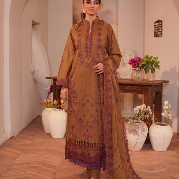 Manizay Nigaar Premium Embroidered Lawn With Embroidered Chiffon Dupatta M-01