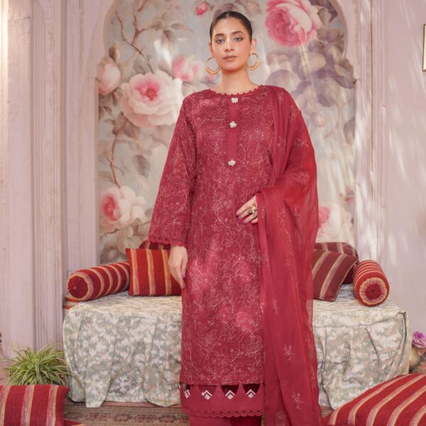 Manizay Shehar Bano Premium Embroidered Bana Dora Lawn With Pure Embroidered Crinkle Dupatta M-08