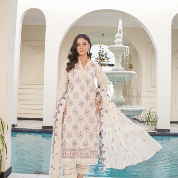 Manizay Arooj Premium Embroidered Bana Dora Lawn With Embroidered Crinkle Dupatta M-03