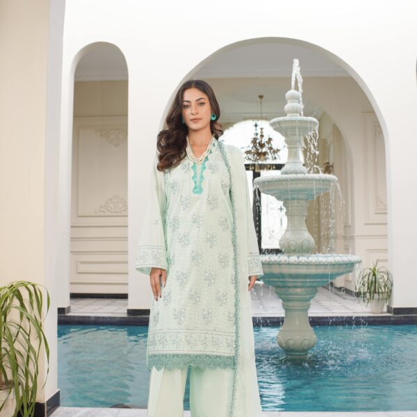 Manizay Arooj Premium Embroidered Bana Dora Lawn With Embroidered Crinkle Dupatta M-04