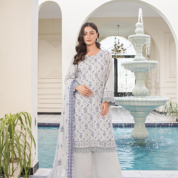 Manizay Arooj Premium Embroidered Bana Dora Lawn With Embroidered Crinkle Dupatta M-02