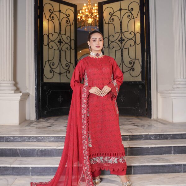Manizay Zarlish Premium Embroidered Lawn With Embroidered Crinkle Dupatta M-04