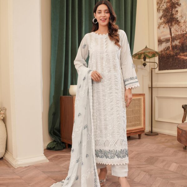 Manizay Ghulfaam Premium Embroidered Bana Dora Lawn With Embroidered Crinkle Dupatta M-08