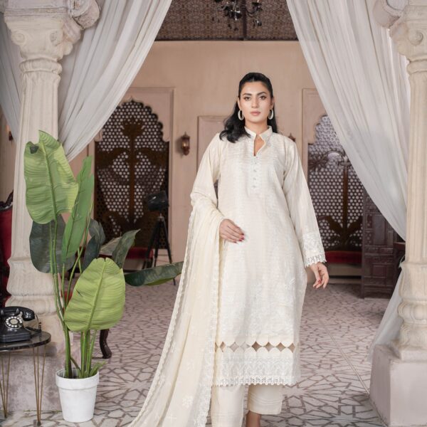 Manizay Manzil Premium Embroidered Bana Dora Lawn With Embroidered Crinkle Dupatta M-08