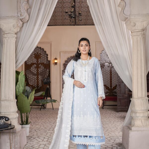 Manizay Manzil Premium Embroidered Bana Dora Lawn With Embroidered Crinkle Dupatta M-07