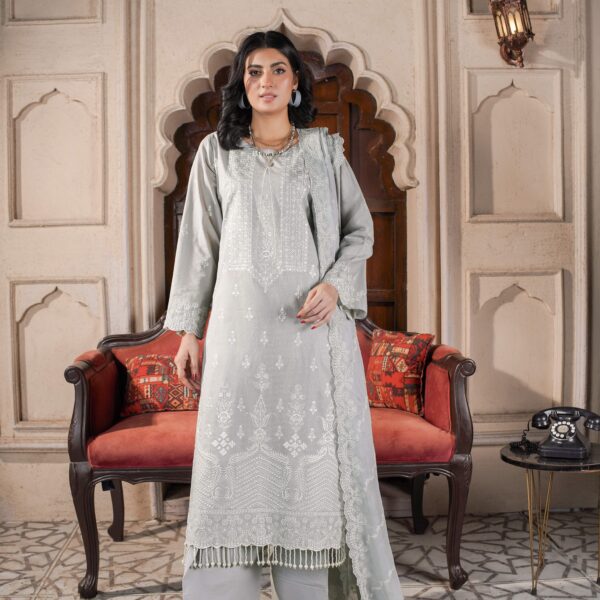 Manizay Manzil Premium Embroidered Bana Dora Lawn With Embroidered Crinkle Dupatta M-03