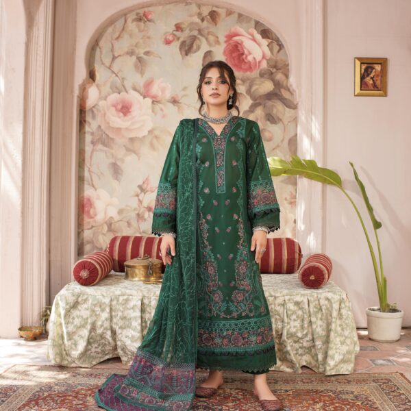 Manizay Nargis Premium Embroidered Lawn With Embroidered Fancy Dupatta M-09