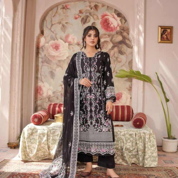 Manizay Nargis Premium Embroidered Lawn With Embroidered Fancy Dupatta M-01