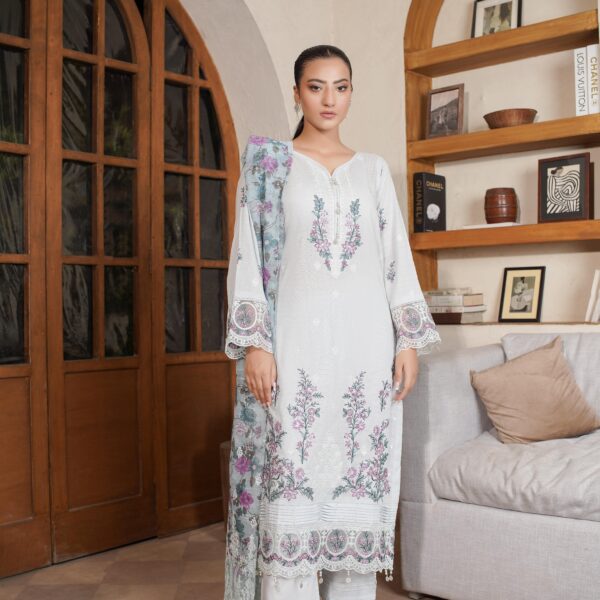 Manizay Pehchan Premium Embroidered Bana Dora Lawn With Heavy Embroidered Fancy Dupatta M-01