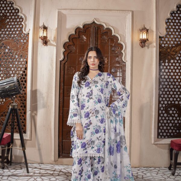 Manizay Rooh Naaz Premium Digital Print Bana Dora Lawn With Digital Print Embroidered Fancy Dupatta M-06