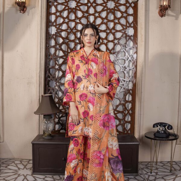 Manizay Rooh Naaz Premium Digital Print Bana Dora Lawn With Digital Print Embroidered Fancy Dupatta M-08