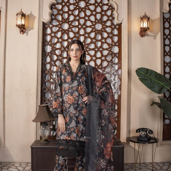 Manizay Rooh Naaz Premium Digital Print Bana Dora Lawn With Digital Print Embroidered Fancy Dupatta M-07