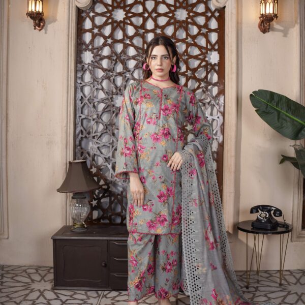 Manizay Rooh Naaz Premium Digital Print Bana Dora Lawn With Digital Print Embroidered Fancy Dupatta M-09