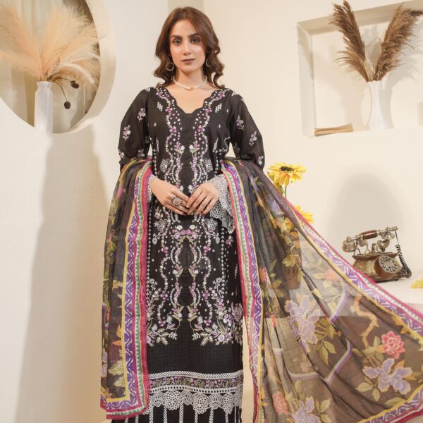 Manizay Zah E Naseeb Premium Embroidered Lawn With Digital Print Lino Kara Dupatta 10 Article in One Box