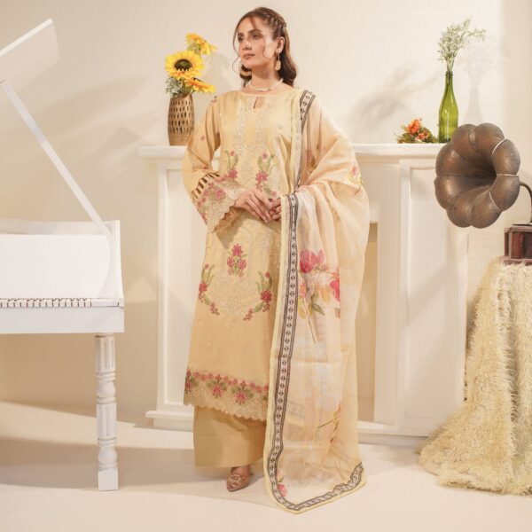 Manizay Zah E Naseeb Premium Embroidered Lawn With Digital Print Lino Kara Dupatta M-08