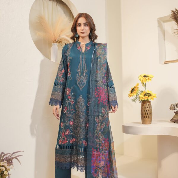 Manizay Zah E Naseeb Premium Embroidered Lawn With Digital Print Lino Kara Dupatta M-03