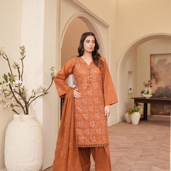 Manizay Andleeb Premium Embroidered Bana DoraLawn With Embroidered Chiffon Dupatta M-05