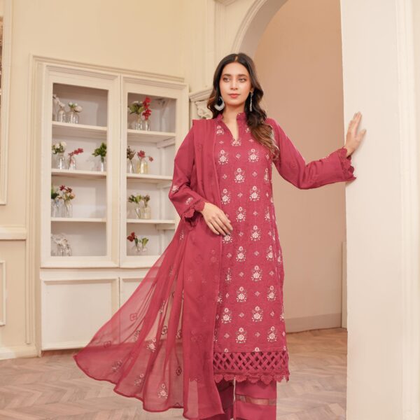 Manizay Andleeb Premium Embroidered Bana DoraLawn With Embroidered Chiffon Dupatta M-03