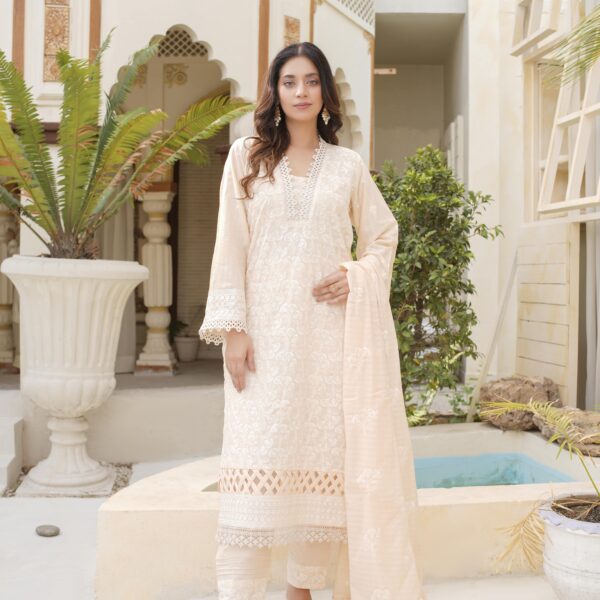 Manizay Dilkash Mumtaz Premium Embroidered Bana Dora Lawn With Embroidered Voile Lawn Dupatta M-02
