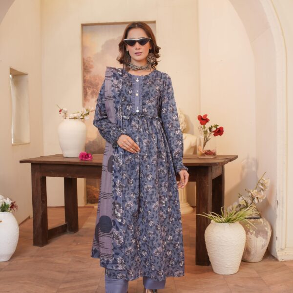 Manizay Dalaari  Premium Digital Print Bana Dora Lawn With Digital Print Voile Lawn Dupatta M-01