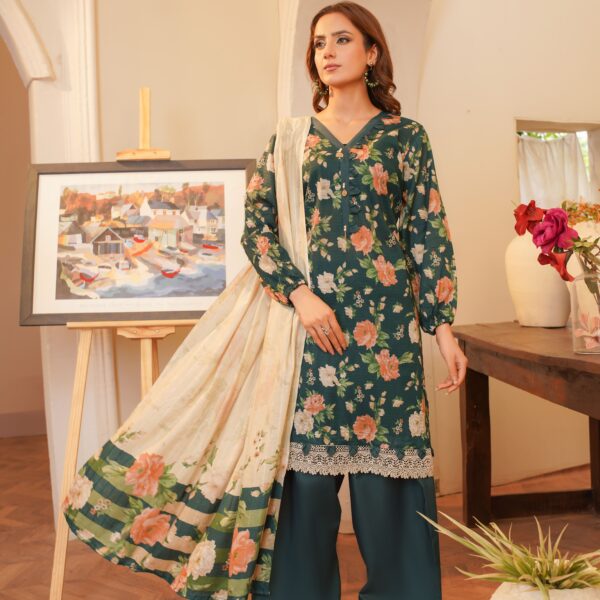 Manizay Dalaari  Premium Digital Print Bana Dora Lawn With Digital Print Voile Lawn Dupatta M-08