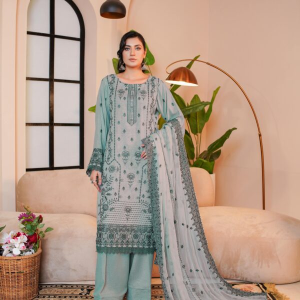 Manizay Andaaz E Hawa Premium Embroidered Karandi With Embroidered Chiffon Dupatta M-04