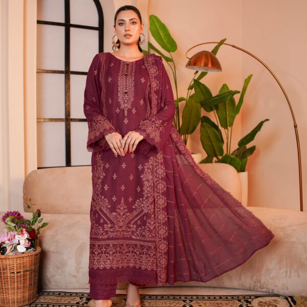 Manizay Andaaz E Hawa Premium Embroidered Karandi With Embroidered Chiffon Dupatta M-07