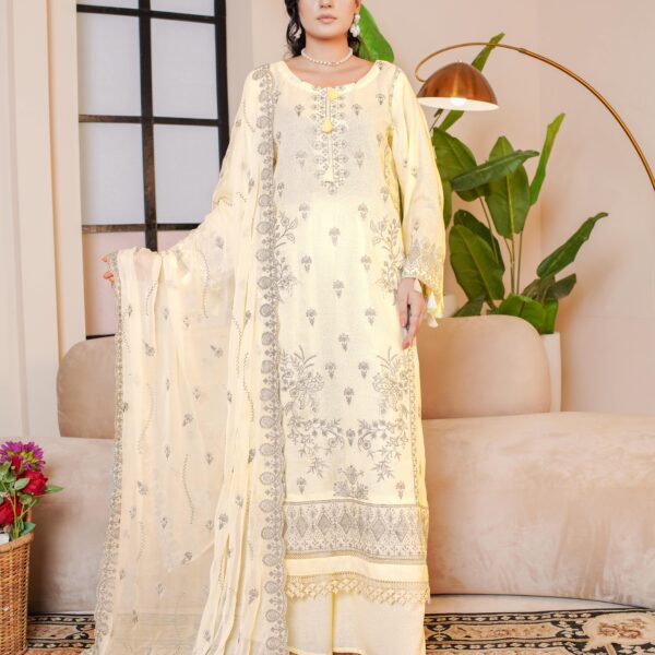 Manizay Andaaz E Hawa Premium Embroidered Karandi With Embroidered Chiffon Dupatta M-02