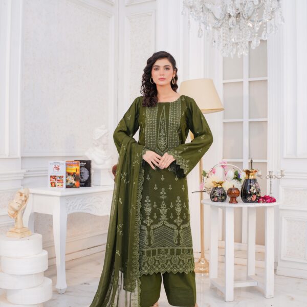 Manizay Manzil Premium Embroidered ChikenKari Karandi With Embroidered Chiffon Dupatta M-07