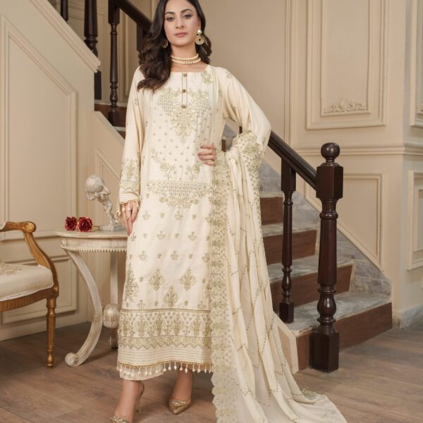 Manizay Gulfam Premium Embroidered Karandi With Embroidered Chiffon Dupatta M-05