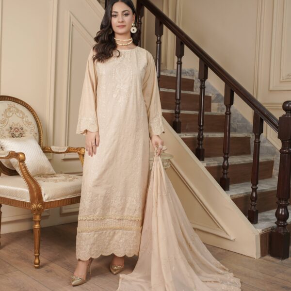 Manizay Gulfam Premium Embroidered Karandi With Embroidered Chiffon Dupatta M-06