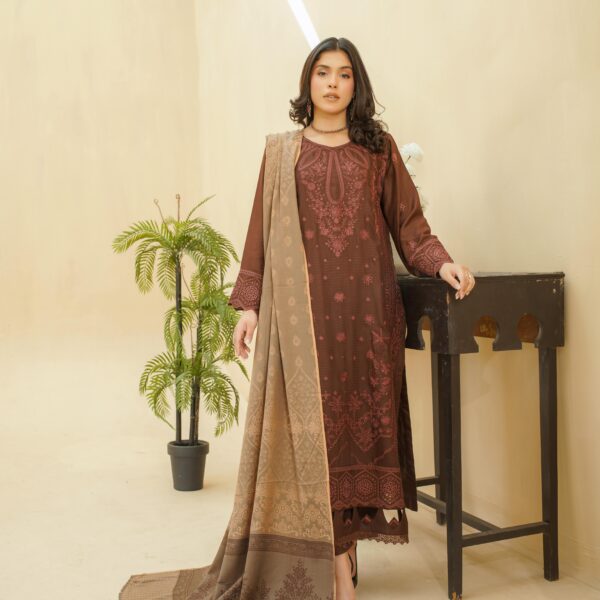 Manizay Kishwar ka Andaz Premium Embroidered Bana Dora Dhanak With Pure Pashmina Shawl M-01