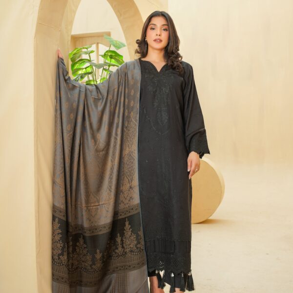 Manizay Kishwar ka Andaz Premium Embroidered Bana Dora Dhanak With Pure Pashmina Shawl M-04