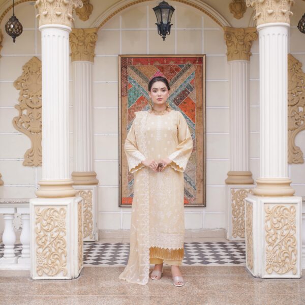 Manizay Mooray Piya Premium Embroidered Karandi With Embroidered Crinkle Bamber Dupatta M-03