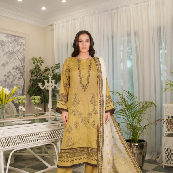 Manizay Sunehray Rang Premium Embroidered Viscos With Fancy Heavy Embroidered Pallu for Patti Dupatta M-04