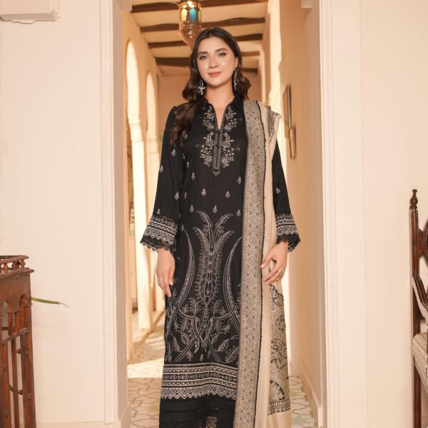 Manizay Sehar Bano Premium Embroidered Bana Dora Dhanak With Pure Pashmina Shawl M-01