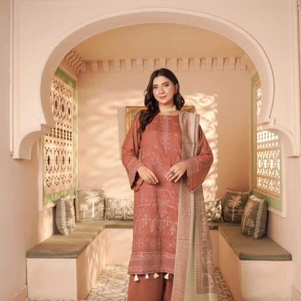 Manizay Sehar Bano Premium Embroidered Bana Dora Dhanak With Pure Pashmina Shawl M-02