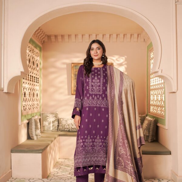 Manizay Sehar Bano Premium Embroidered Bana Dora Dhanak With Pure Pashmina Shawl M-04