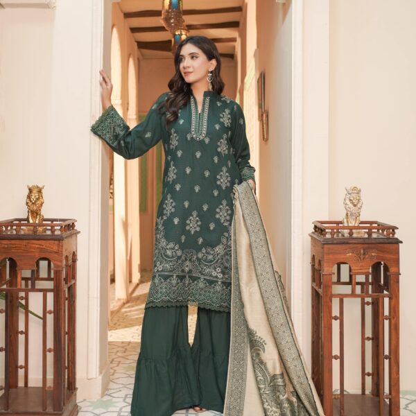 Manizay Sehar Bano Premium Embroidered Bana Dora Dhanak With Pure Pashmina Shawl M-06