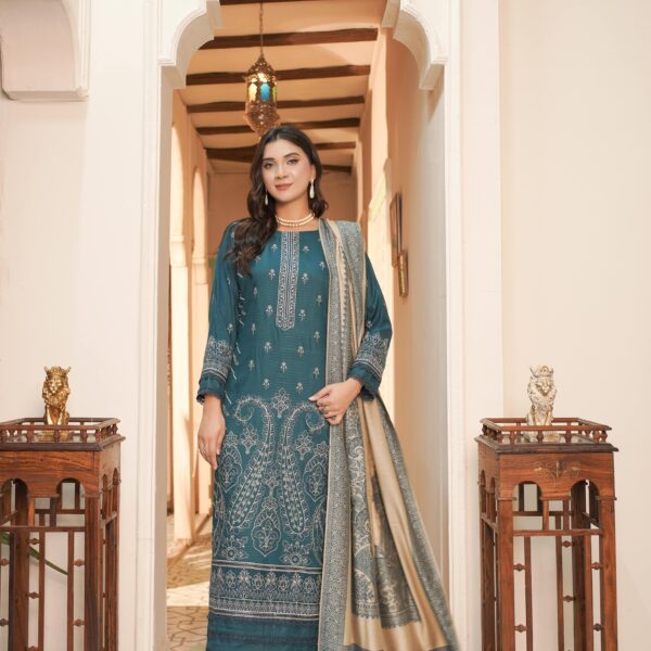 Manizay Sehar Bano Premium Embroidered Bana Dora Dhanak With Pure Pashmina Shawl M-03