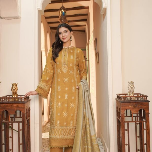 Manizay Sehar Bano Premium Embroidered Bana Dora Dhanak With Pure Pashmina Shawl M-05