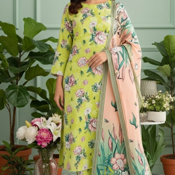 Manizay Bholi Bano Premium Digital Print Viscos With Digital Print Pure Crinkle Dupatta M-02