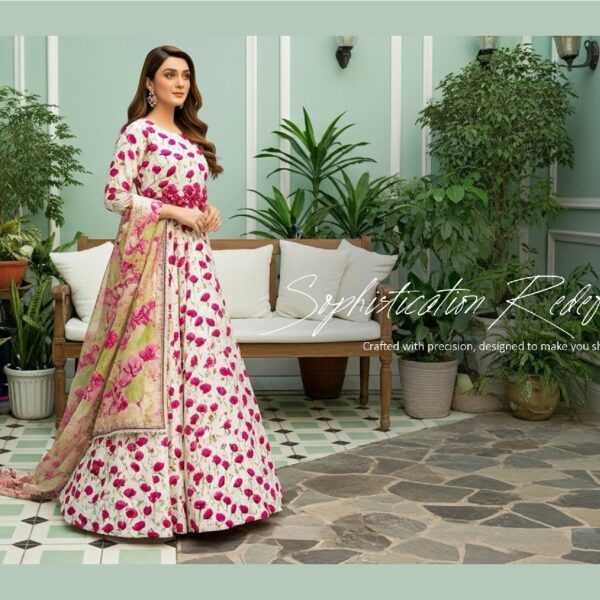 Manizay Bholi Bano Premium Digital Print Viscos With Digital Print Pure Crinkle Dupatta M-03