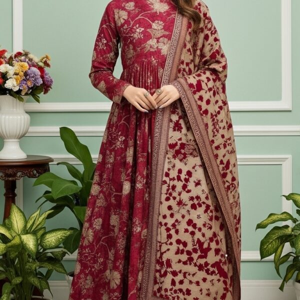 Manizay Bholi Bano Premium Digital Print Viscos With Digital Print Pure Crinkle Dupatta M-05