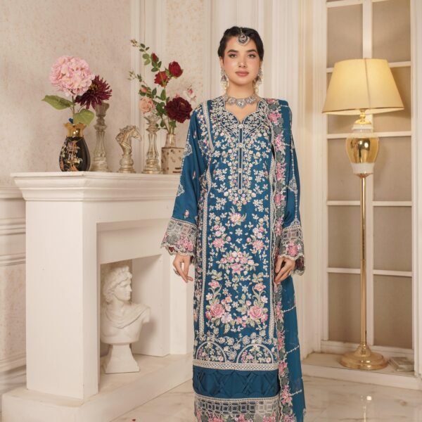 Manizay Gul E Wafa Premium Embroidered Viscos With Heavy Embroidered Crinkle Dupatta M-09