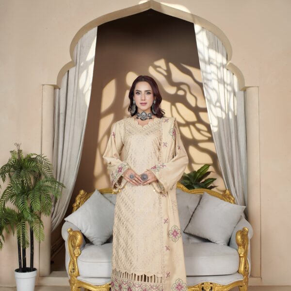 Manizay Muhabat Nama Premium Embroidered Dhanak With Pure Pashmina Shawl M-02