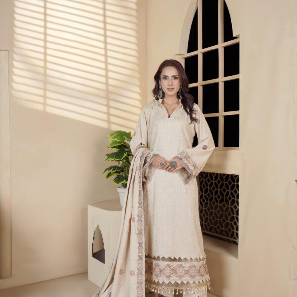 Manizay Muhabat Nama Premium Embroidered Dhanak With Pure Pashmina Shawl M-04