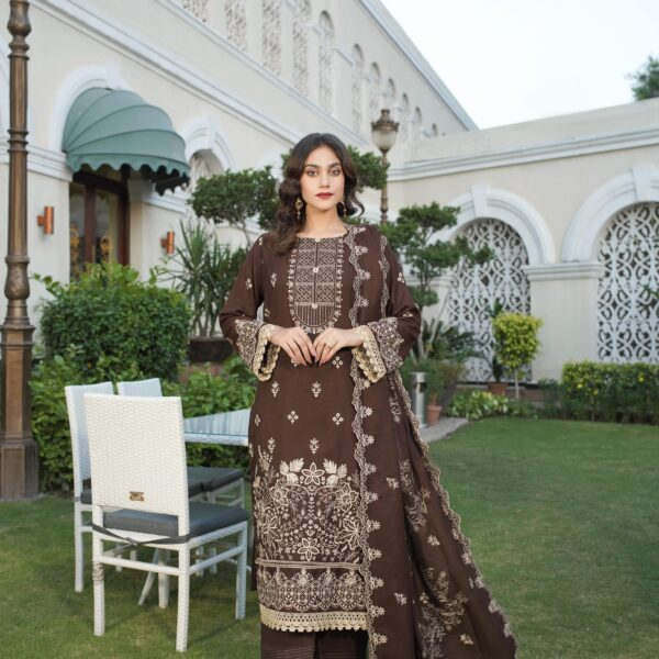 Manizay Shouk Kamal Premium Embroidered Peach Leather With Embroidered Wool Shawl M-04